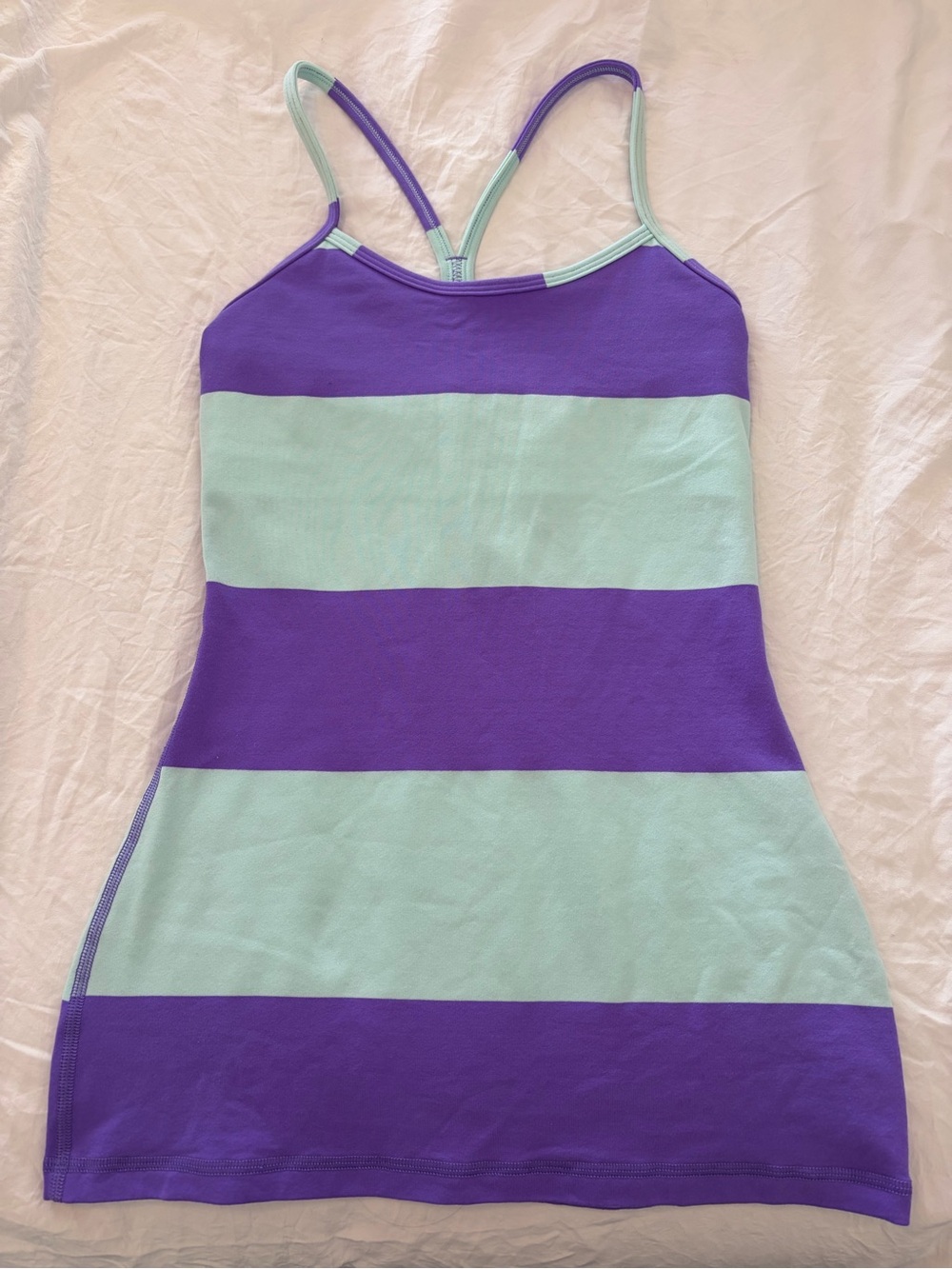 Lululemon Power Y Tank Luon Light Bold Stripe Power Purple sz 2 built in bra Y2K